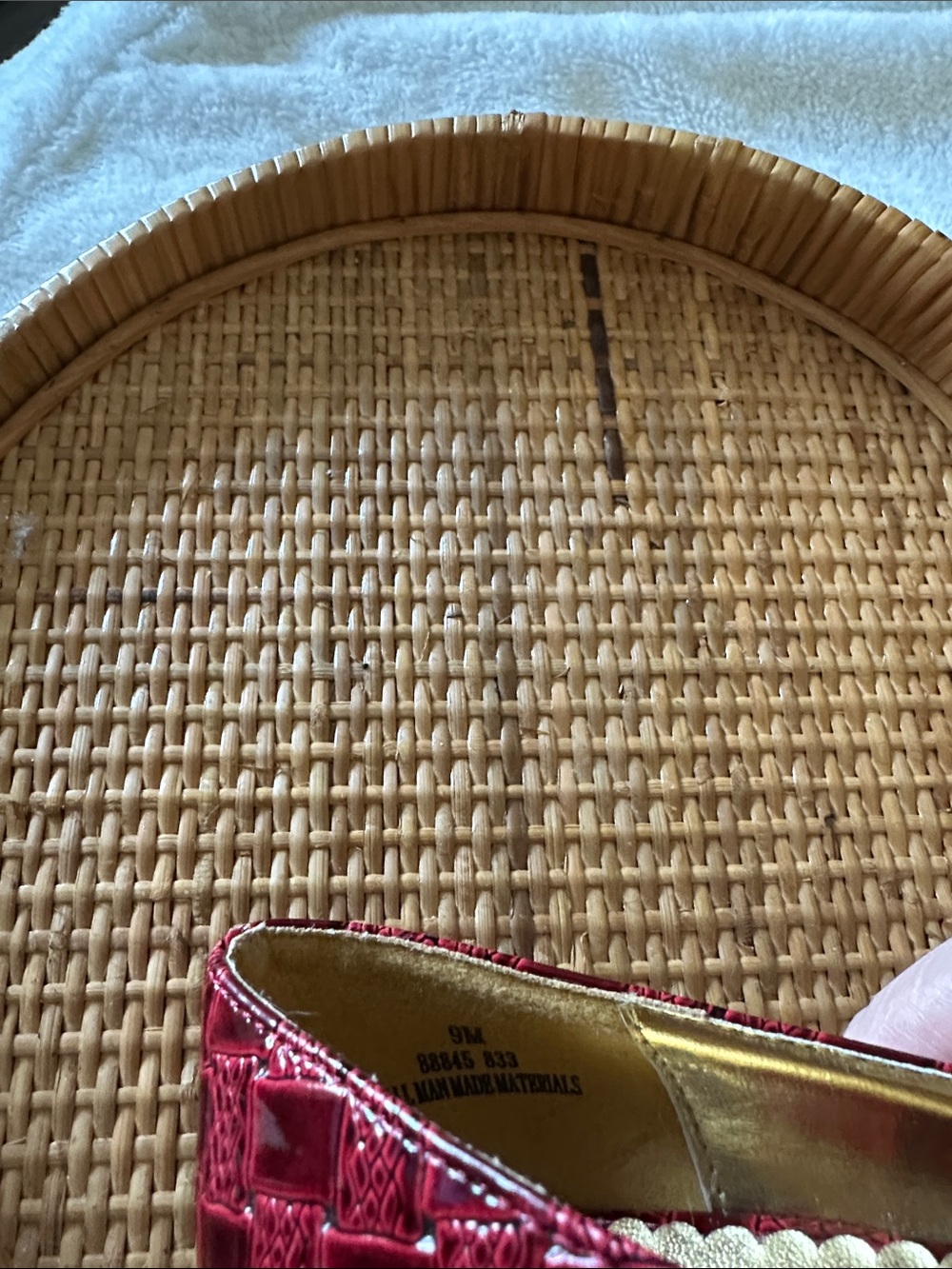 Pierre Dumas Burgundy Croc-Embossed Pointed Toe Pumps with Gold Buckle - Picture 5 of 6